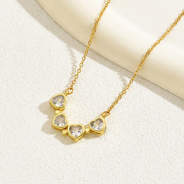 

PandaHall Four Leaf Clover Charm Lucky Necklace, Magnetic Real 18K Gold Plated Stainless Steel Pendant Necklace for Women, Clear, 17.72 inch...