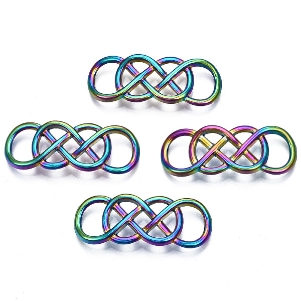 

PandaHall Alloy Links, Cadmium Free & Nickel Free & Lead Free, Cross Infinity, Rainbow Color, 12.5x32.5x4.5mm, Hole: 5x8.5mm Alloy Infinity