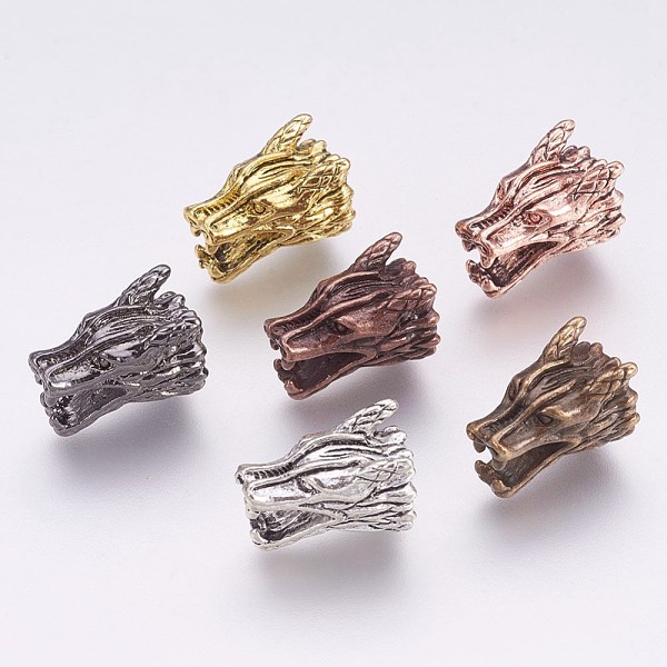 

PandaHall Tibetan Style Alloy Beads, Dragon Head, Mixed Color, 9x15x10mm, Hole: 2mm Alloy Dragon Multicolor