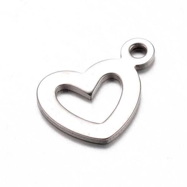 

PandaHall 201 Stainless Steel Open Charms, Heart, Stainless Steel Color, 12.5x14x1mm, Hole: 1.5mm 201 Stainless Steel Heart