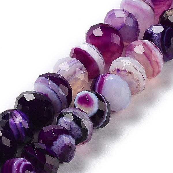 

PandaHall Natural Banded Agate/Striped Agate Beads Strands, Dyed & Heated, Faceted Rondelle, Purple, 10~10.5x6.5~7mm, Hole: 1mm, about...