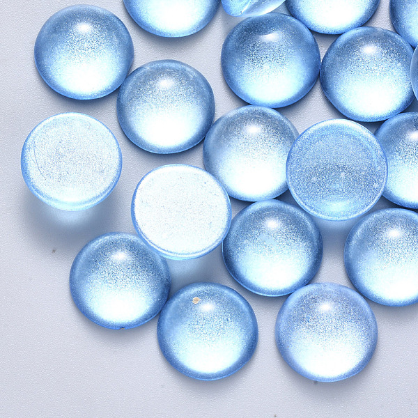 

PandaHall Spray Painted Glass Cabochons, with Glitter Powder, Half Round/Dome, Deep Sky Blue, 10x5mm Glass Half Round Blue