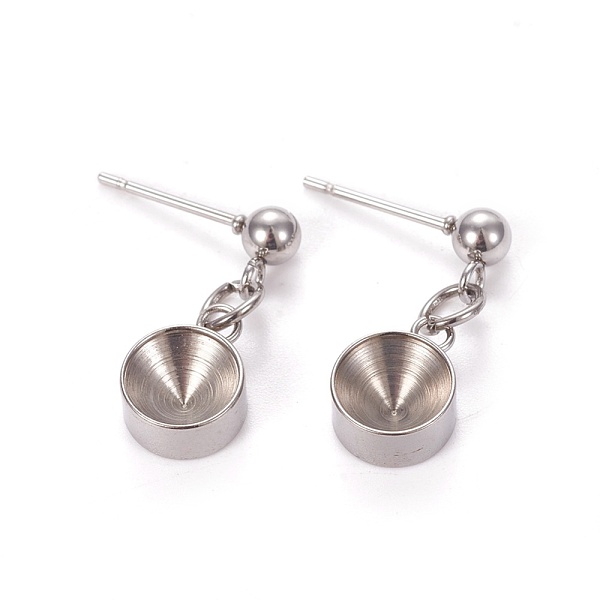 

PandaHall 201 Stainless Steel Stud Earring Settings, with 304 Stainless Steel Pins, For Pointed Back Rivoli Rhinestone, Stainless Steel...