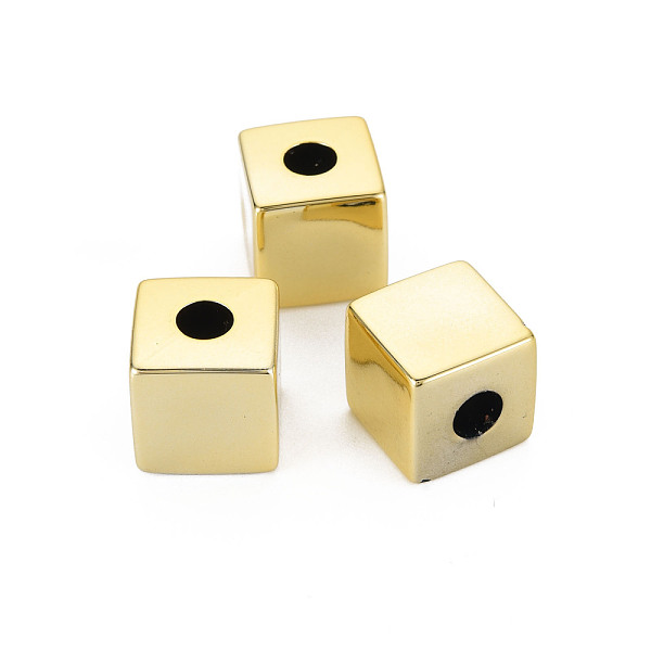 

PandaHall UV Plating Acrylic European Beads, Cube, Gold, 15x15x15mm, Hole: 6mm Acrylic Cube Gold