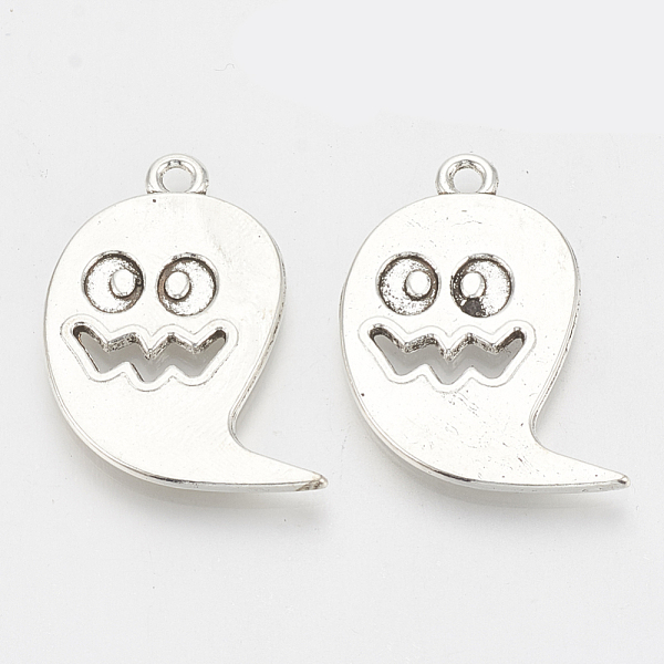 

PandaHall Tibetan Style Alloy Pendants, Ghost, Cadmium Free & Lead Free,, Antique Silver, 28.5x22x1.5mm, Hole: 2mm, 280pcs/1000g Alloy Ghost