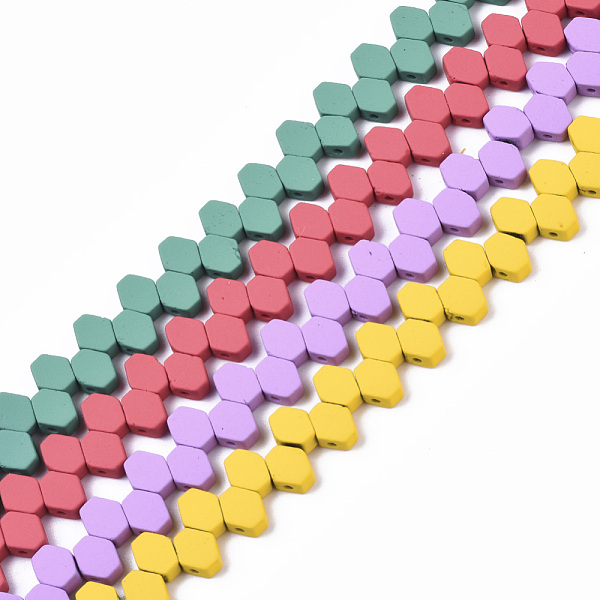 

PandaHall Spray Painted Non-magnetic Synthetic Hematite Multi-Strand Links, for Tile Elastic Bracelets Making, Hexagon, Mixed Color..., Multicolor