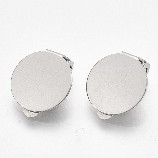 

PandaHall 304 Stainless Steel Clip-on Earring Findings, with Round Flat Pad, Flat Round, Stainless Steel Color, Tray: 14mm, 18x14x6.5mm...