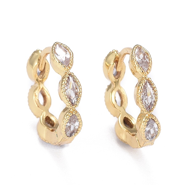 

PandaHall Brass Micro Pave Cubic Zirconia Huggie Hoop Earrings, Long-Lasting Plated, Horse Eye, Clear, Real 18K Gold Plated, 13.5x14.5x3mm...