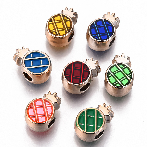 

PandaHall UV Plating Acrylic Beads, with Enamel, Pineapple, Light Gold, Mixed Color, 15x10x8mm, Hole: 3.5mm Acrylic Fruit Multicolor