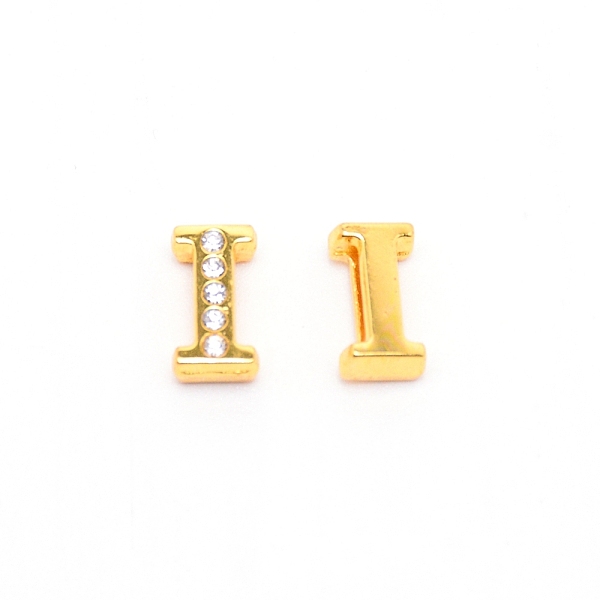 

PandaHall Alloy Slide Charms, with Crystal Rhinestone and Initial Letter A~Z, Letter.I, I: 11.5x6.5x4mm, Hole: 1.5x8mm Alloy+Rhinestone...
