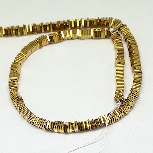 

PandaHall Electroplate Non-magnetic Synthetic Hematite Heishi Beads Strands, Thin Slice Flat Square Beads, Grade A, Golden Plated, 3x3x1mm...