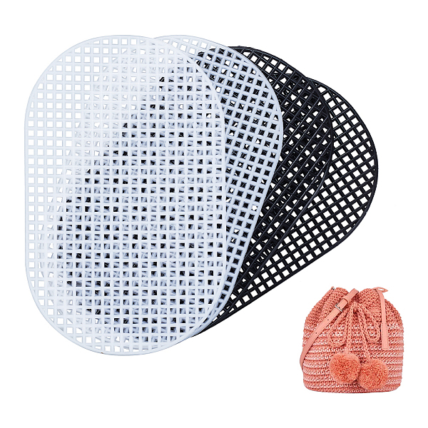 

PandaHall WADORN 4pcs Plastic Mesh Canvas Sheets for Embroidery, 2 Colors Oval Mesh Knitting Crochet Bag Bottom 7.9x4.9 Inch Blank..., Multicolor