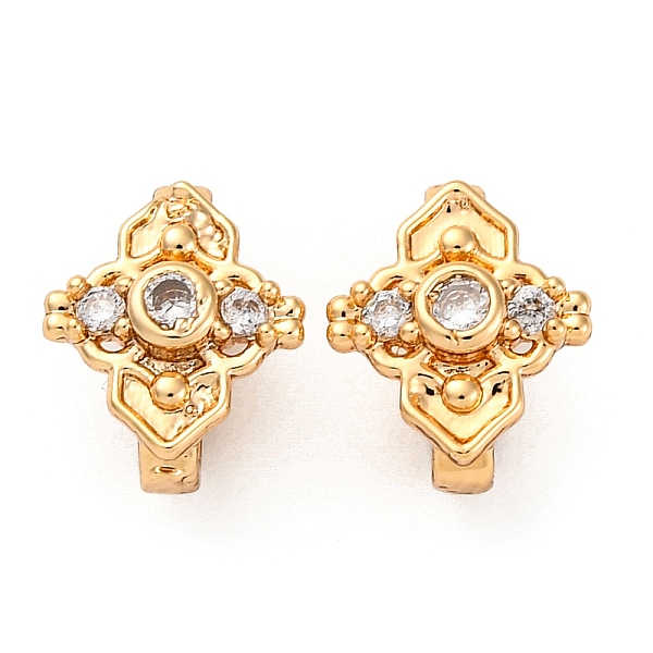 Brass Micro Pave Clear Cubic Zirconia Hook Clasps