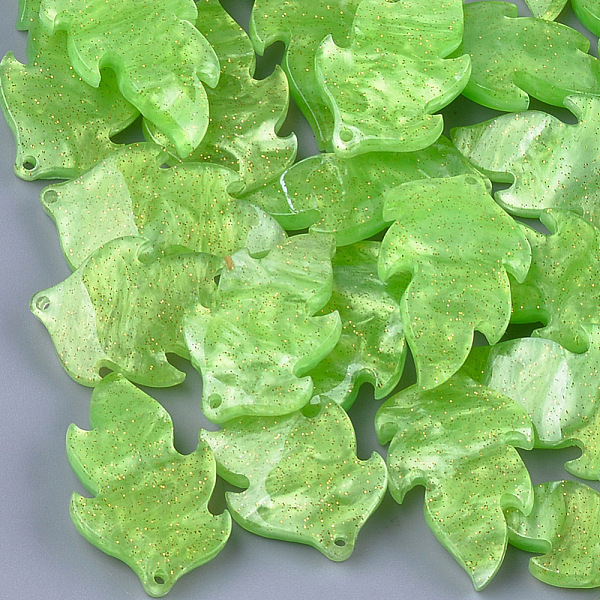 

PandaHall Cellulose Acetate(Resin) Pendants, Leaf, Lime Green, 25.5x15x4.5~5mm, Hole: 1.2mm Cellulose Acetate Leaf Green