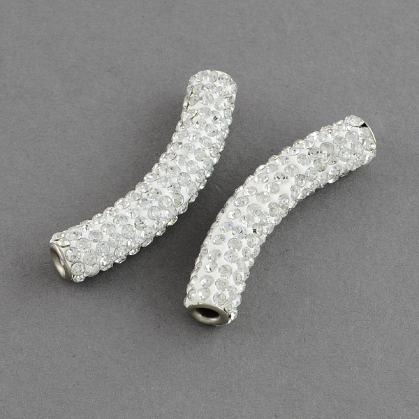 Polymer Clay Grade A Rhinestone Curved Tube Beads