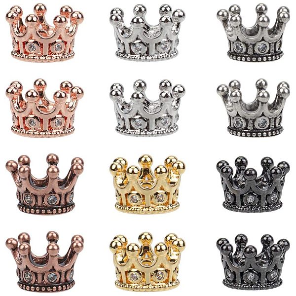 

PandaHall Brass Micro Pave Clear Cubic Zirconia Beads, Large Hole Beads, Long-Lasting Plated, Crown, Gunmetal & Golden & Platinum & Rose...