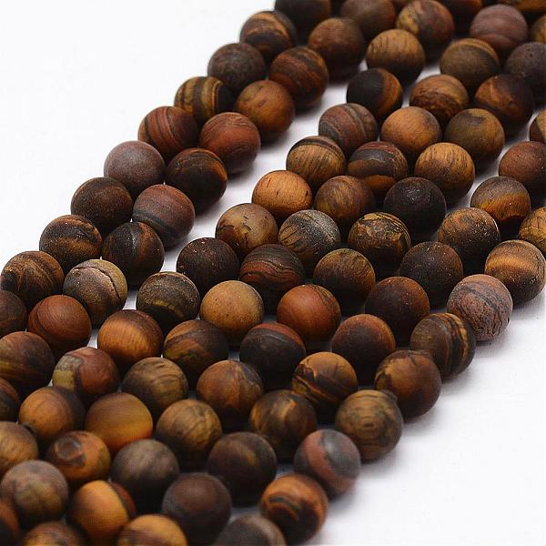 

PandaHall Frosted Natural Tiger Eye Beads Strands, Round, 8mm, Hole: 1mm, about 45pcs/strand, 15.1 inch Tiger Eye Round Orange