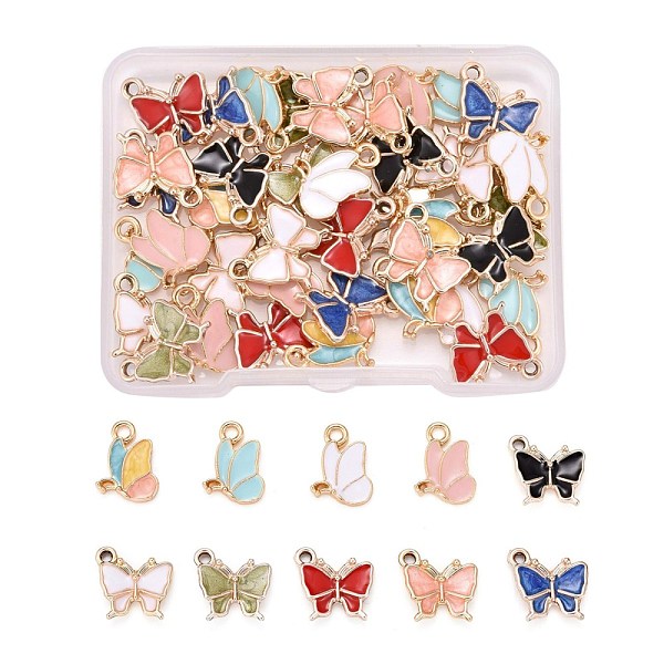 

PandaHall 40Pcs 20 Styles Alloy Enamel Pendants, Butterfly, Light Gold, Mixed Color, 4Pcs/Color Alloy+Enamel Butterfly Multicolor