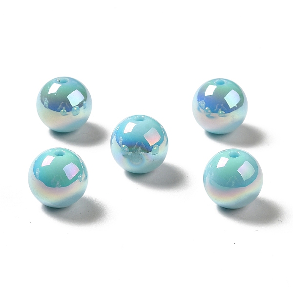 

PandaHall UV Plating Rainbow Iridescent Acrylic Beads, Round, Sky Blue, 15~15.5x15.5~16mm, Hole: 2.7mm Acrylic Round