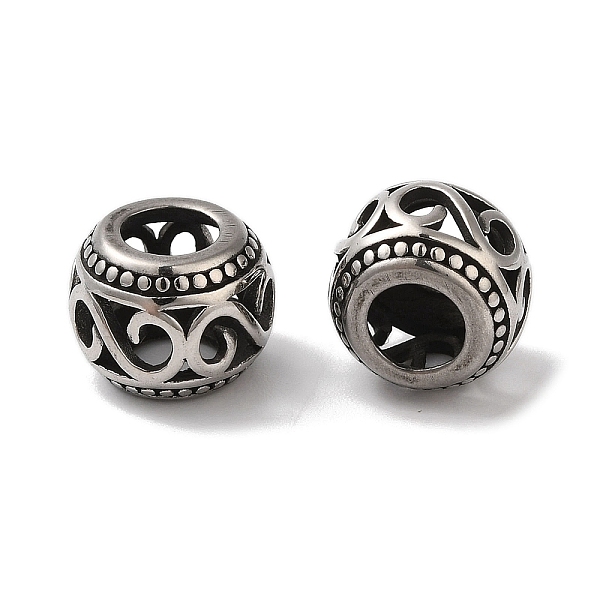 

PandaHall 304 Stainless Steel European Beads, Large Hole Beads, Hollow Rondelle with Letter S, Antique Silver, 8x10x8mm, Hole: 5mm 304...