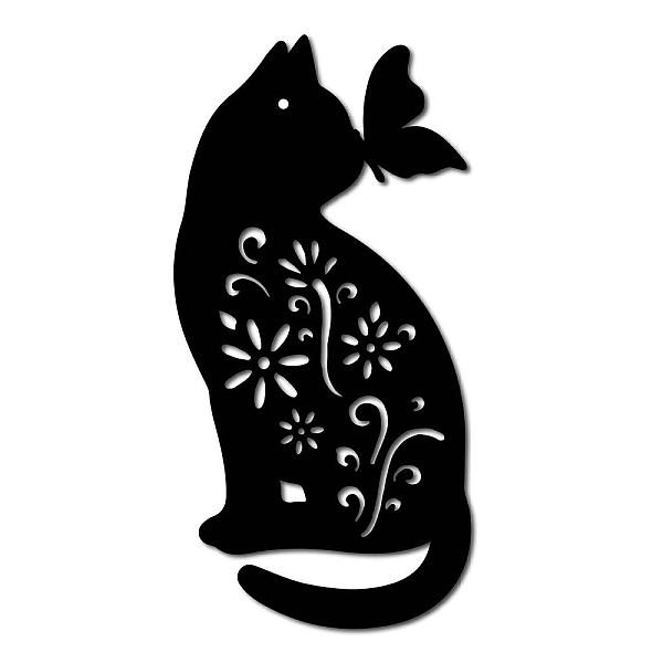 

PandaHall CREATCABIN Cat Metal Wall Art Animal Butterfly Decor Wall Hanging Silhouette Sculpture Ornaments Iron Sign for Indoor Outdoor Home...