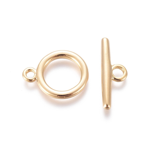 

PandaHall Brass Toggle Clasps, for DIY Jewelry Making, Real 18K Gold Plated, Ring: 13x1.5mm, Bar: 19.5x6.5x2mm, Hole: 1.6mm/2.5mm Brass Ring