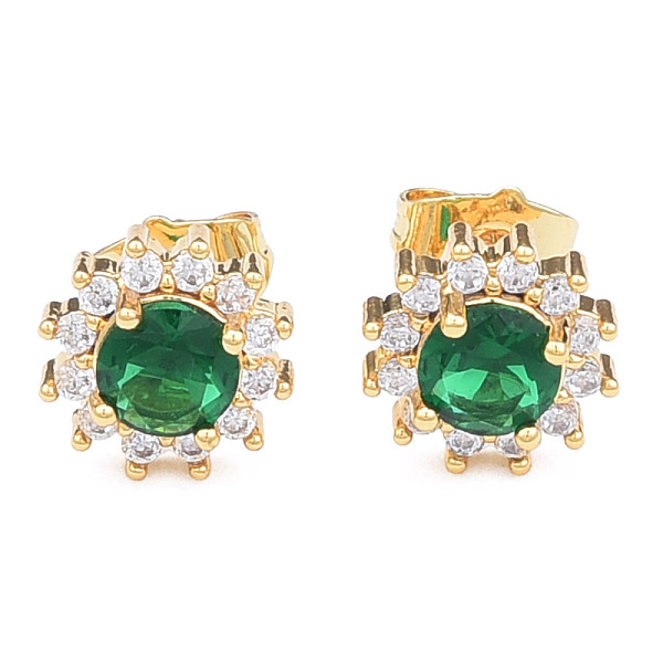 

PandaHall Cubic Zirconia Flower Stud Earrings, Golden Brass Jewelry for Women, Nickel Free, Green, 11x11mm, Pin: 0.7mm Cubic Zirconia Flower...