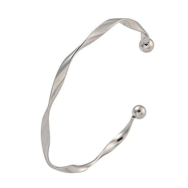 

PandaHall 304 Stainless Steel Twisted Open Cuff Bangles for Women, Stainless Steel Color, Inner Diameter: 2-1/2 inch(6.3cm), 3.5mm 304...
