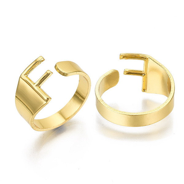 

PandaHall (Jewelry Parties Factory Sale)Alloy Cuff Finger Rings, Cadmium Free & Nickel Free & Lead Free, Alphabet, Golden, Letter.F, US Size...