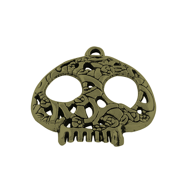 

PandaHall Skull Tibetan Style Alloy Pendants, Cadmium Free & Lead Free, Antique Bronze, 27x27x3mm, Hole: 2mm, about 282pcs/941g Alloy Skull