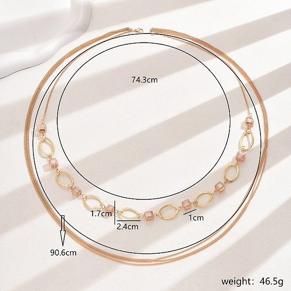 Elegant Minimalist Style Iron & Plastic Multi-layered Long Necklaces For Women's Banquet Parties