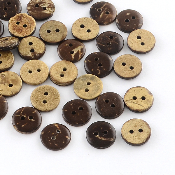 

PandaHall 2-Hole Flat Round Coconut Buttons, Coconut Brown, 10x2mm, Hole: 1mm Coconut Flat Round Brown