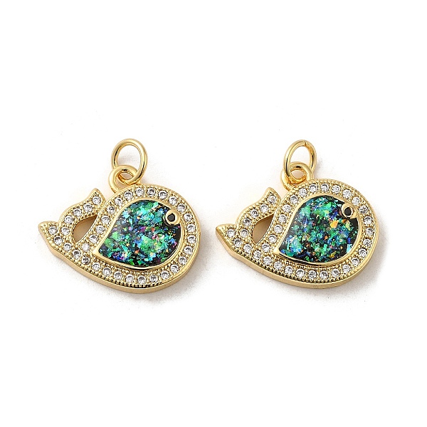 

PandaHall Rack Plating Brass Micro Pave Cubic Zirconia with Synthetic Opal Pendants, with Jump Ring, Lead Free & Cadmium Free, Long-Lasting..., Green