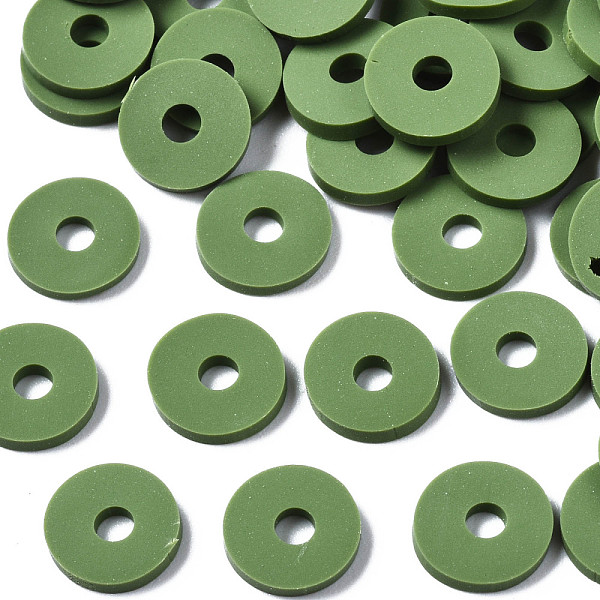

PandaHall Handmade Polymer Clay Beads, Disc/Flat Round, Heishi Beads, Olive Drab, 8x0.5~1mm, Hole: 2mm, about 13000pcs/1000g Polymer Clay...