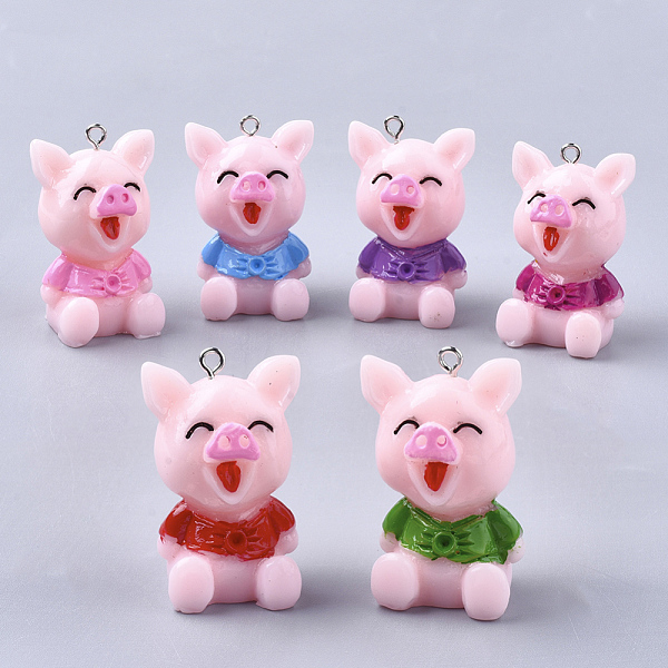 

PandaHall Resin Pendant Rhinestone Settings, with Platinum Tone Iron Findings, Cartoon Piggy with Clothes, Mixed Color, Fit for 2mm..., Multicolor