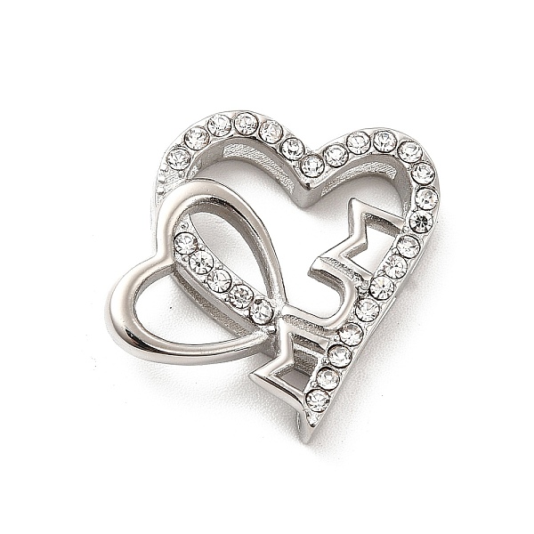 

PandaHall Mother's Day Theme 304 Stainless Steel Pendants, with Crystal Rhinestone, Bouble Heart with Word Mum Charms, Stainless Steel Color..., Clear