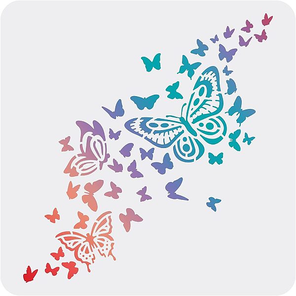 PandaHall FINGERINSPIRE Butterfly Drawing Painting Stencils Templates (11.8x11.8inch) Plastic Butterfly Stencils Decoration Square Butterfly...