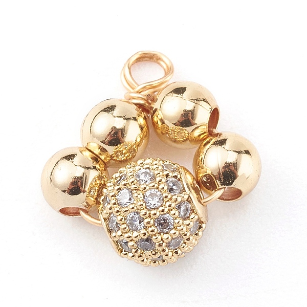 

PandaHall Brass Micro Pave Clear Cubic Zirconia Charms, Round, Golden, 14x12x6mm, Hole: 2mm Brass+Cubic Zirconia Round Clear