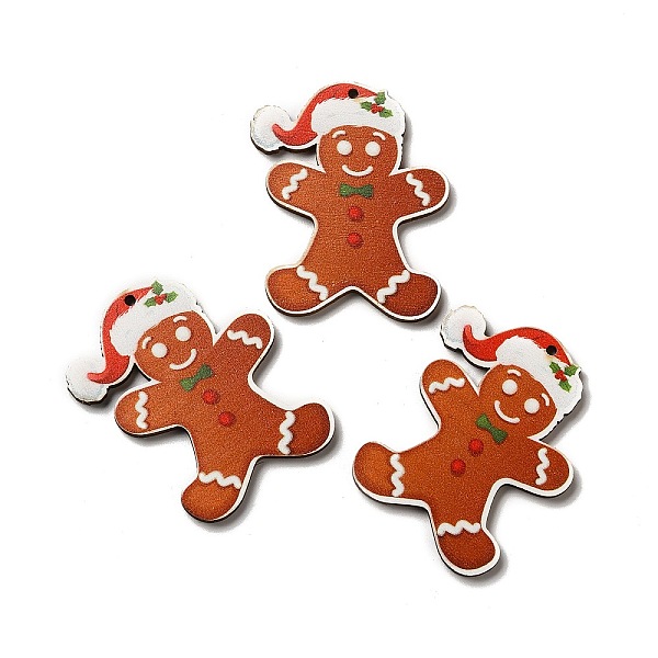 

PandaHall Single Face Printed Wood Pendants, Christmas Charms, Gingerbread Man, 49x40.5x2.6mm, Hole: 2mm Wood Gingerbread Man
