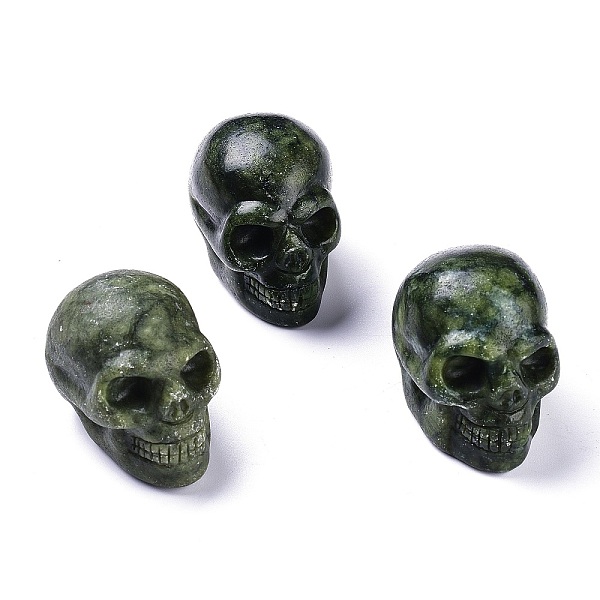 

PandaHall Halloween Natural Xinyi Jade/Chinese Southern Jade Home Decorations, Skull, 38~38.5x32~32.5x49~50mm Other Jade Skull