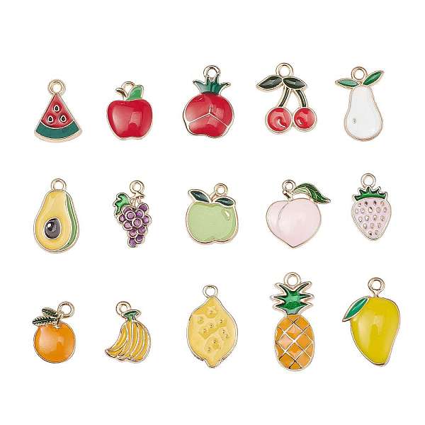 15Pcs 15 Style Alloy Enamel Pendants