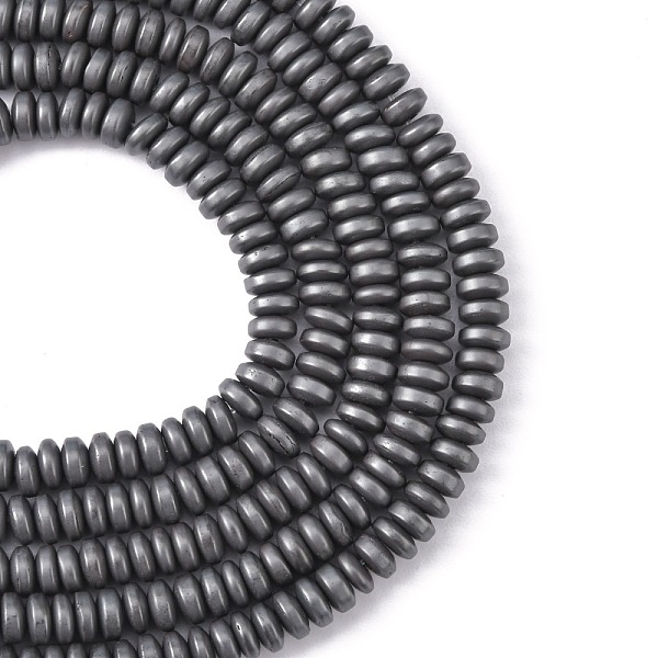 Matte Style Electroplate Non-magnetic Synthetic Hematite Flat Round Beads Strands