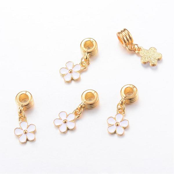 

PandaHall Alloy European Dangle Charms with Enamel, Flower, Golden, 28mm, Hole: 4.5mm Alloy+Enamel Flower White