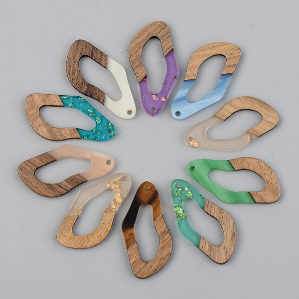 

PandaHall Resin & Walnut Wood Pendants, Teardrop, Mixed Color, 38x20x3mm, Hole: 2mm Resin+Wood Teardrop Multicolor