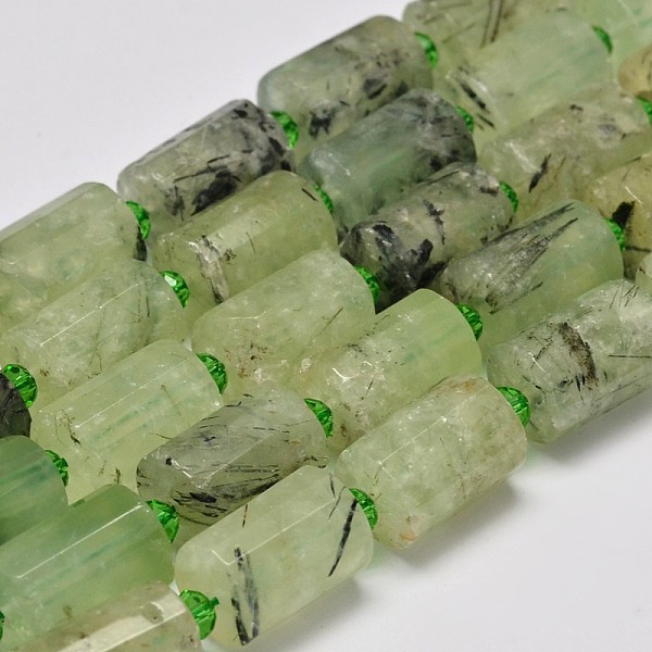 Facettiert Spalte Natürlichen Prehnite Perlenstränge