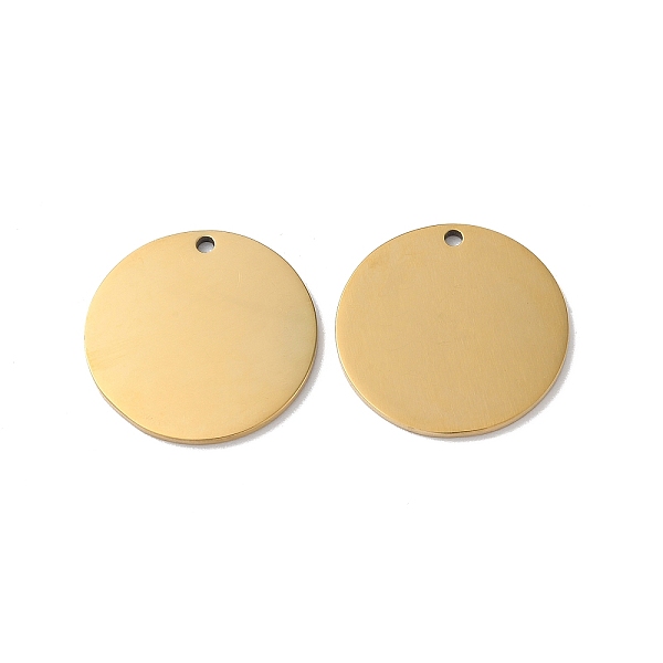 PandaHall 304 Stainless Steel Pendants, Stamping Blank Tag, Flat Round Charm, Real 18K Gold Plated, 25x1.3mm, Hole: 1.8mm 304 Stainless...
