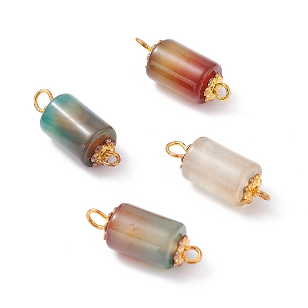 

PandaHall Natural Peacock Agate Link Connectors, with Alloy Daisy Spacer Beads and Iron Eye Pin, Golden, Column, 20~21x8mm, Hole: 1.8~2.6mm...