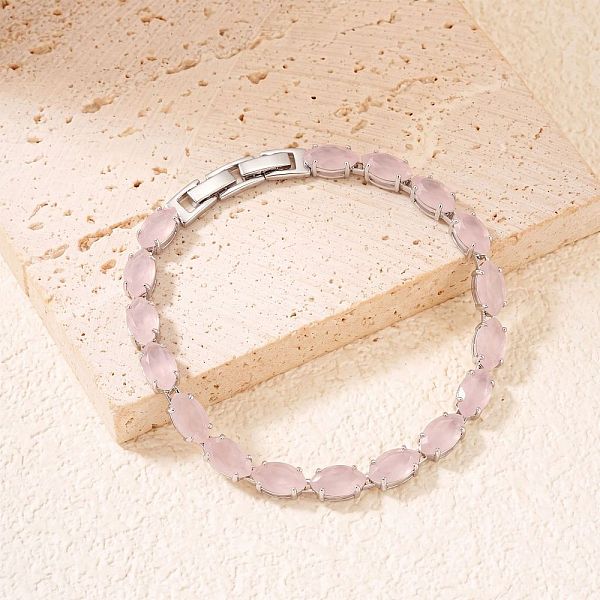 Bracelets de tennis européens en laiton pavé de zircone cubique œil de cheval pour femmes