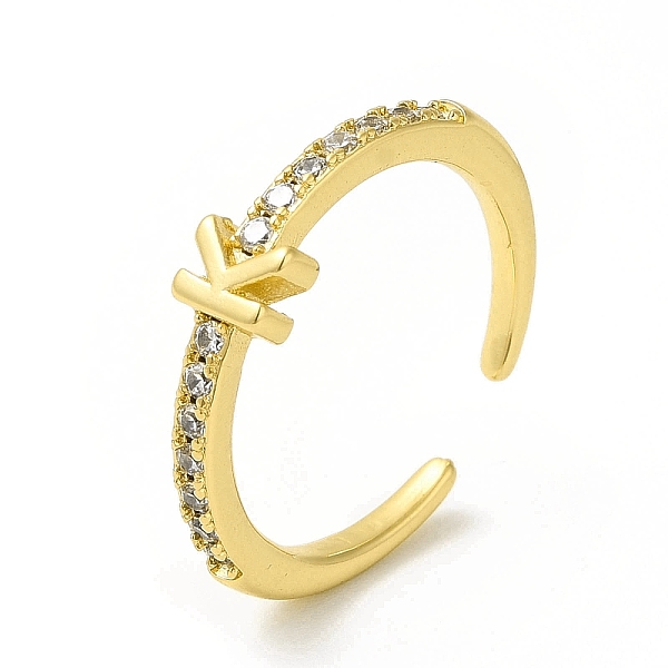 

PandaHall Clear Cubic Zirconia Initial Letter Open Cuff Ring, Real 18K Gold Plated Brass Jewelry for Women, Cadmium Free & Nickel Free &...