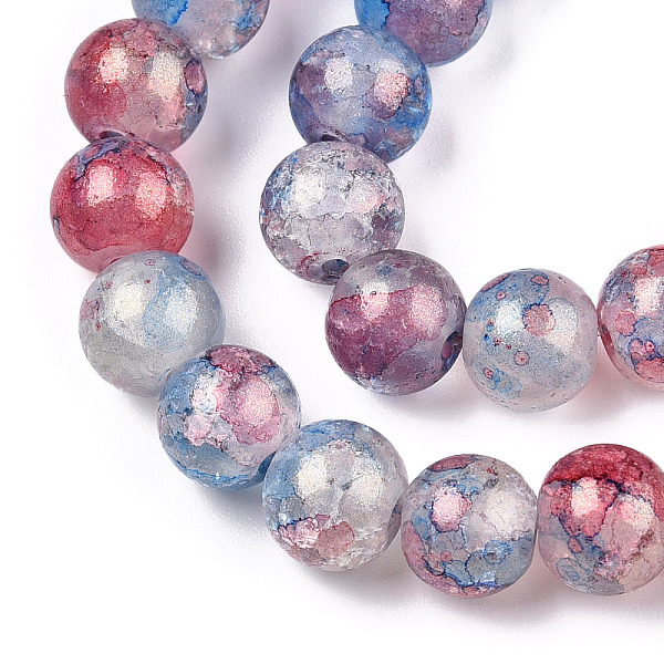

PandaHall Baking Painted Crackle Glass Bead Strands, with Gold Powder, Round, Royal Blue, 6mm, Hole: 1.2mm, about 147pcs/strand, 31.10 inch...